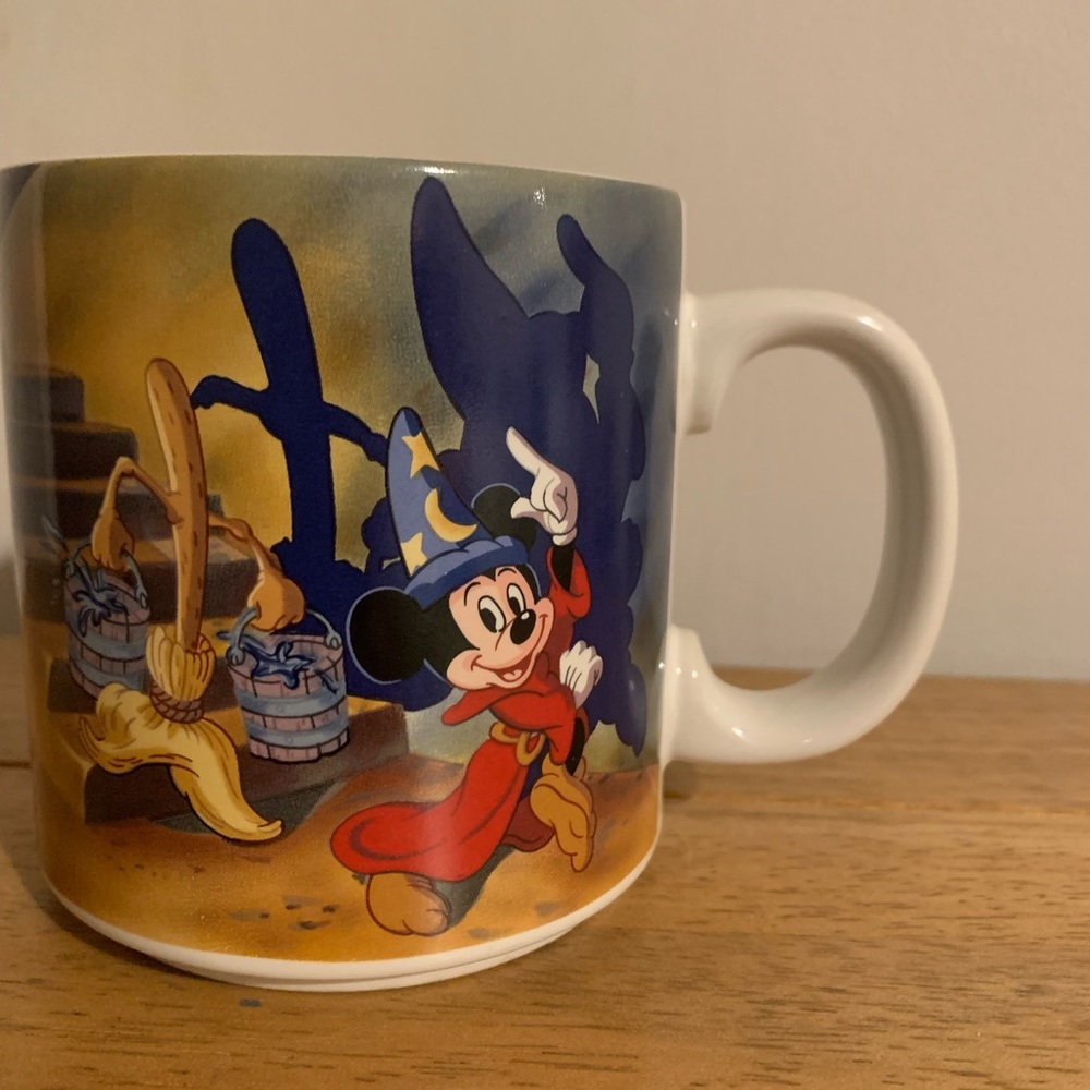 Disney Fantasia Broom Coffee Mug Cup Mickey Mouse Japan Vintage 1970
